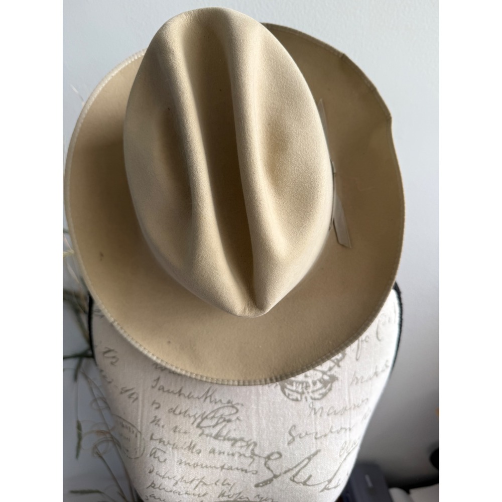 Stetson Tan Felt Cowboy Hat Western Cattleman Crease Size 7 3/8 open road
